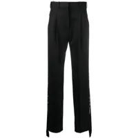stella mccartney pantalon droit à bandes brodées - noir