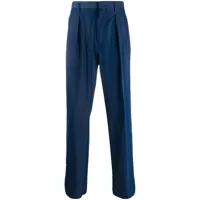 valentino garavani pantalon droit à design plissé - bleu