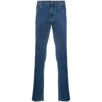 canali jean skinny à taille basse - bleu