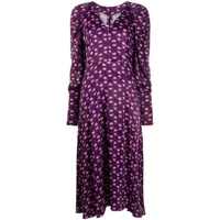 rotate birger christensen robe mi-longue à fleurs - violet