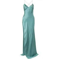 michelle mason robe longue à design cache-cœur - vert