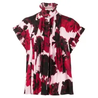 alexandre vauthier chemise volantée à fleurs - rouge