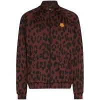 kenzo veste zippée à motif léopard - noir