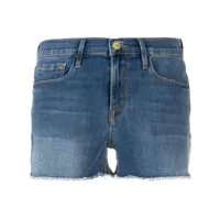 frame short en jean à bords francs - bleu