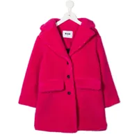 msgm kids manteau texturé à logo brodé - rose