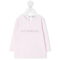 monnalisa t-shirt à logo strassé - rose