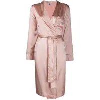 gilda & pearl robe de chambre à liserés métallisés - rose