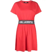 karl lagerfeld robe courte à bande logo - rouge