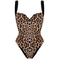 noire swimwear maillot de bain à imprimé léopard - tons neutres