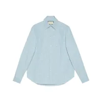 gucci chemise boutonnée en fil coupé - bleu