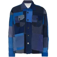 greg lauren veste french artist à design patchwork - bleu
