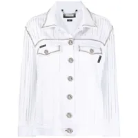 philipp plein veste en jean à franges - blanc