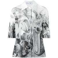 off-white chemise à imprimé botanique - blanc