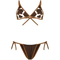 sian swimwear bikini skye à motif animalier - marron
