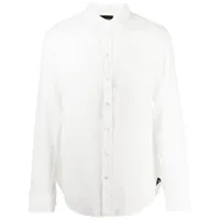 emporio armani chemise en lin à manches longues - blanc
