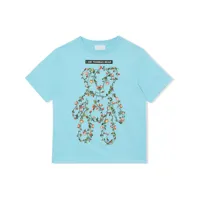 burberry kids t-shirt à fleurs - bleu