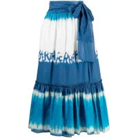 alberta ferretti jupe mi-longue à imprimé tie dye - bleu