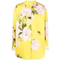 valentino garavani robe-chemise courte à fleurs - jaune