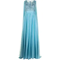 zuhair murad robe longue à ornements - bleu
