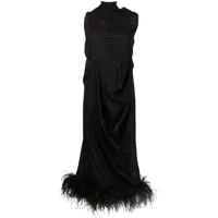 maison margiela robe longue à ourlet à plumes - noir