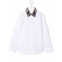 philipp plein junior chemise new baroque à col contrastant - blanc