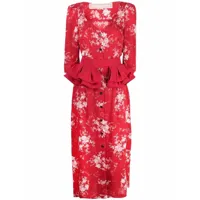 ulyana sergeenko robe mi-longue à fleurs - rouge