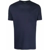 zanone t-shirt rayé à poche poitrine - bleu