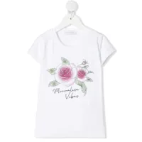 monnalisa t-shirt à fleurs - blanc