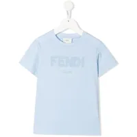 fendi kids t-shirt à logo ff brodé - bleu