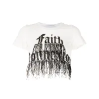 faith connexion t-shirt crop à logo brodé - blanc