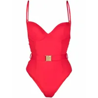 noire swimwear maillot de bain à taille ceinturée - rouge