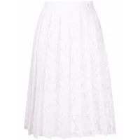 valentino garavani jupe plissée à fleurs en dentelle - blanc