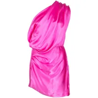 michelle mason robe courte asymétrique en satin - rose