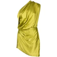 michelle mason robe courte asymétrique en satin - jaune