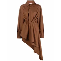 the attico robe-chemise froncée à design asymétrique - marron