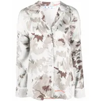off-white chemise à imprimé floral abstrait - gris