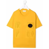 fendi kids t-shirt à poche poitrine - jaune