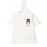 fendi kids t-shirt teddy bear à logo brodé - tons neutres