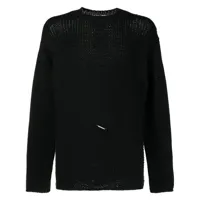 off-white pull en maille épaisse à détail d'aiguille à tricoter - noir