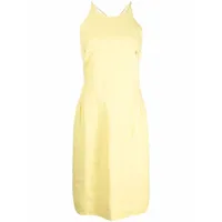 chanel pre-owned robe en lin à bretelles croisées (1996) - jaune