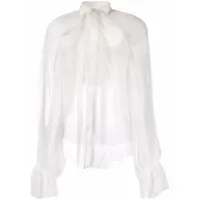 atu body couture blouse en soie à effet de transparence - blanc
