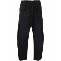 balmain pantalon droit crop à design drapé - noir