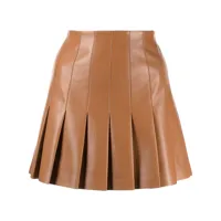 alice + olivia jupe en cuir artificiel carter à design plissée - marron