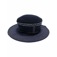 barrie chapeau à détail de coutures - bleu