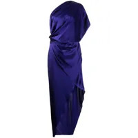 michelle mason robe mi-longue drapée en soie - violet