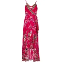 camilla robe longue en soie à fleurs - rose
