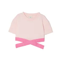 fendi kids t-shirt crop à bande logo - rose