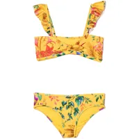 zimmermann kids bikini à imprimé tropicana - jaune