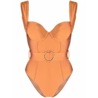 noire swimwear maillot de bain ceinturé - orange