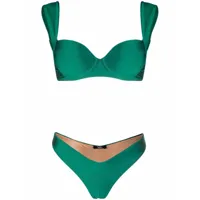 noire swimwear bikini à effet de brillance - vert